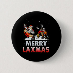 Merry Laxmas-ugly Christmas Lacrosse Santa Reindee 2 Inch Round Button
