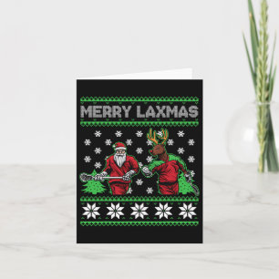 Merry Laxmas Ugly Christmas Lacrosse Santa Reindee Card