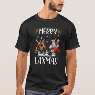 Merry Laxmas Ugly Christmas Lacrosse Santa Reindee T-Shirt