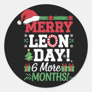 Merry Leon Day Noel Ckwards Funny Christmas Countd Classic Round Sticker
