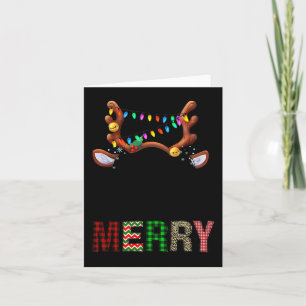 Merry leopard pajama women messy bun reindeer chri card