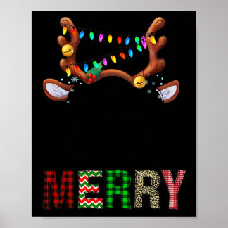 Merry leopard pajama women messy bun reindeer chri poster
