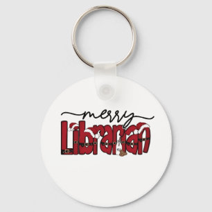 Merry Librarian Christmas Book Lover Library  Keychain