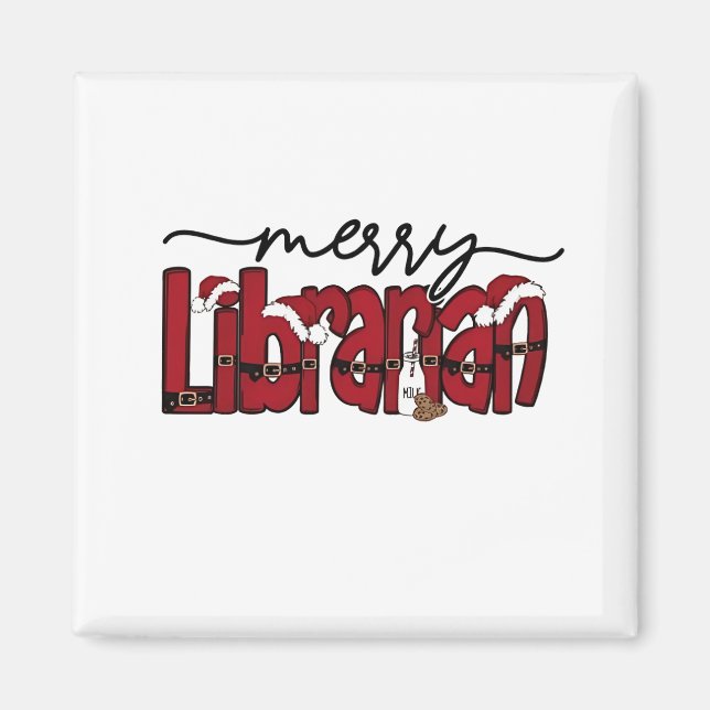 Merry Librarian Christmas Book Lover Library  Magnet (Front)