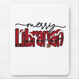Merry Librarian Christmas Book Lover Library  Mouse Pad