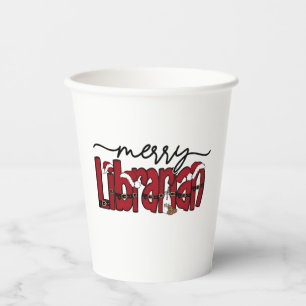 Merry Librarian Christmas Book Lover Library  Paper Cups