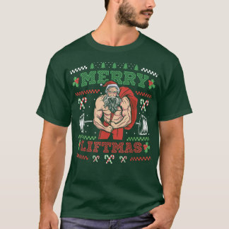 Merry Liftmas Bodybuilder Santa Powerlifting  T-Shirt