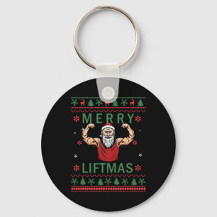Merry Liftmas - Christmas Bodybuilder Gym Workout Keychain