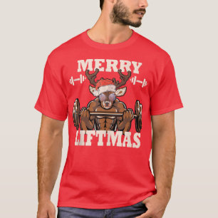 Merry Liftmas Christmas Gym Workout Santa Reindeer T-Shirt