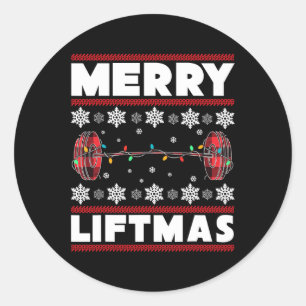 Merry Liftmas Fun Christmas Gym Workout Fitness Gi Classic Round Sticker