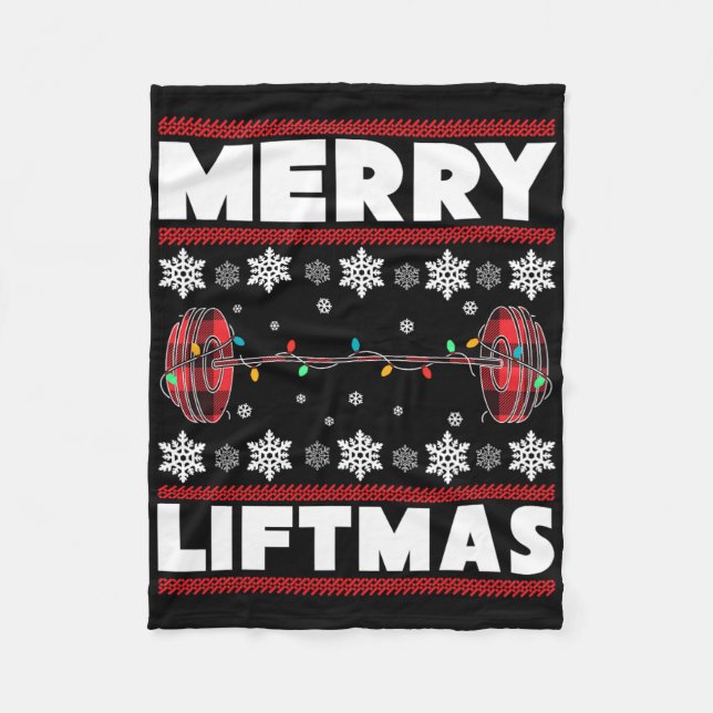 Merry Liftmas Fun Christmas Gym Workout Fitness Gi Fleece Blanket (Front)