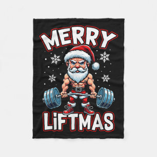 Merry Liftmas Funny Santa Claus Workout Gym Fitnes Fleece Blanket