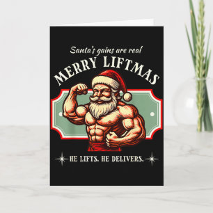 Merry Liftmas Gym Santa Funny Bodybuilder Bodybuil Card