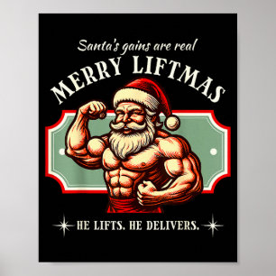 Merry Liftmas Gym Santa Funny Bodybuilder Bodybuil Poster