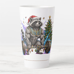 Merry Liftmas Raccoon Gym Shirt Latte Mug