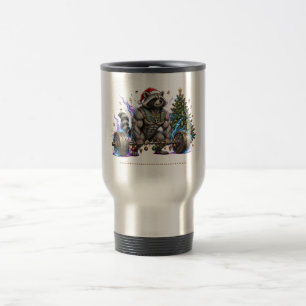 Merry Liftmas Raccoon Gym Shirt Travel Mug