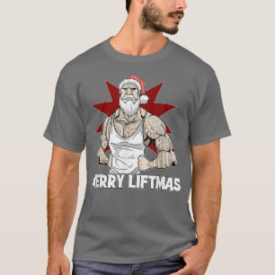 Merry Liftmas Santa Claus Tattoos Christmas T-Shirt