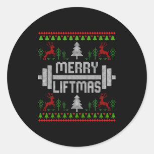 Merry Liftmas - Trainer Ugly Style Christmas  Classic Round Sticker