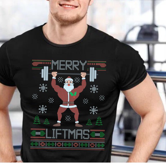 Merry Liftmas Ugly Christmas Gym Workout T-Shirt (Creator Uploaded)
