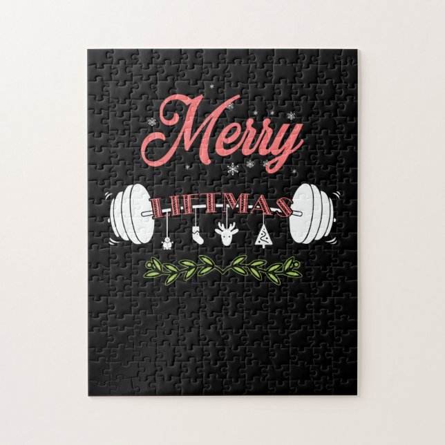 Merry Liftmas Ugly Christmas Sweater Santa Claus Jigsaw Puzzle (Vertical)