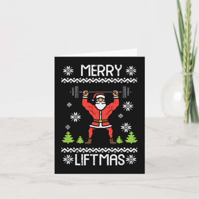 Merry Liftmas Ugly Christmas Xmas Workout Gym Body Card (Front)