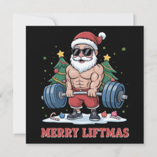 Merry Liftmas Weightlifting Santa Fitness Gym Holiday Card