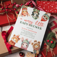 Merry Little Сute Winter Baby Shower Invitation