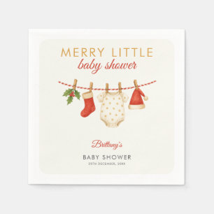 Merry Little Baby Clothesline Baby Shower  Napkin