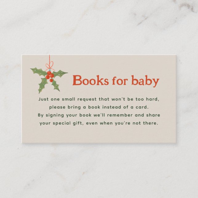Merry Little Baby Shower Book Request Card (Front)