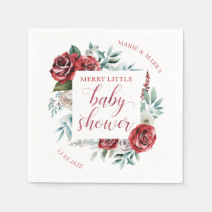 Merry Little Baby Shower Christmas Napkins
