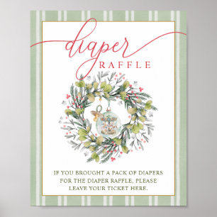 Merry Little Baby Shower Diaper Raffle Sign