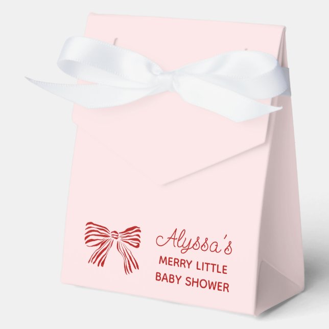 Merry Little Baby Shower Favor Boxes with Red Bow (Front)