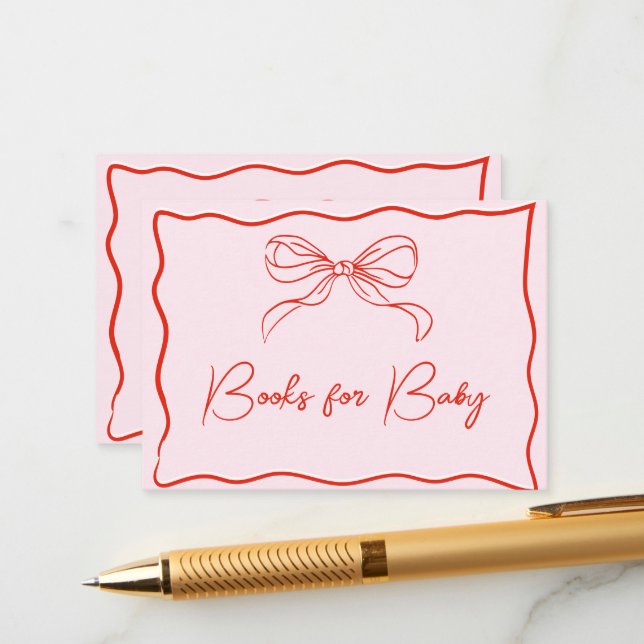 Merry Little Baby Shower Hand Drawn Books for Baby Enclosure Card (Front/Back In Situ)