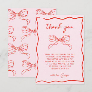 Merry Little Baby Shower Hand Drawn Bow Thank You Card
