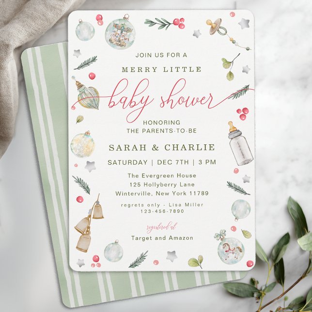 Merry Little Baby shower Invitation de vacances (Merry Little Baby Shower Invite)