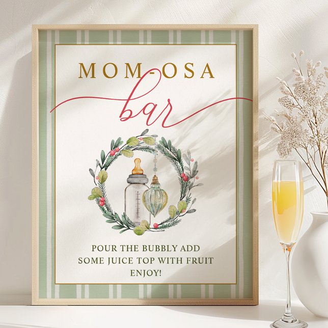 Merry Little Baby Shower Mom-osa Bar Sign (Mom-osa Bar Sign)