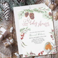 Merry Little Baby shower Robin et Pine Invitation