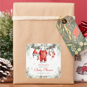 Merry Little Baby Shower Santa  Square Sticker