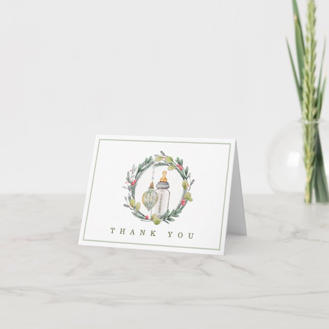 Merry Little Baby Shower Thank You Cards (Front)