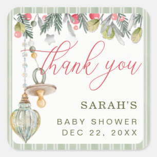 Merry Little Baby Shower Thank You Stickers