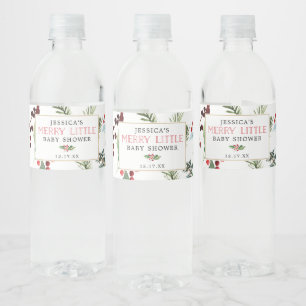 Merry Little Baby Shower Water Bottle Label