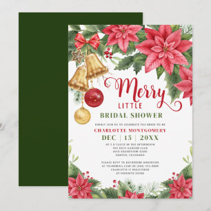 Merry Little Bridal Shower Christmas Poinsettia Invitation