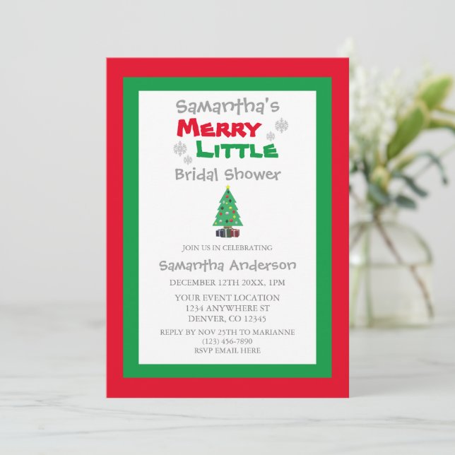 Merry Little Bridal Shower Invitation (Standing Front)