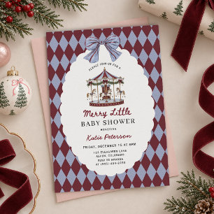 Merry Little Carousel Christmas Baby Shower Invitation