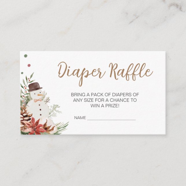 Merry Little Christmas Baby Shower Diaper Raffle Enclosure Card (Front)