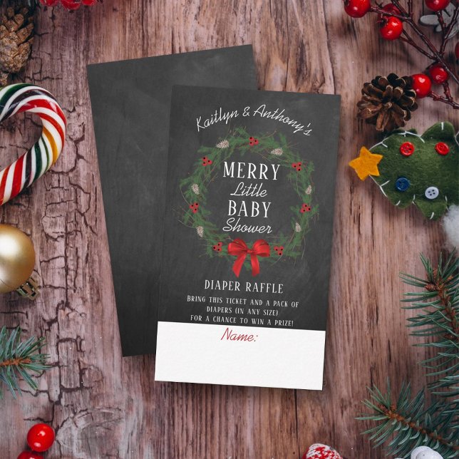 Merry Little Christmas Baby Shower Diaper Raffle Enclosure Card (Creator Uploaded)