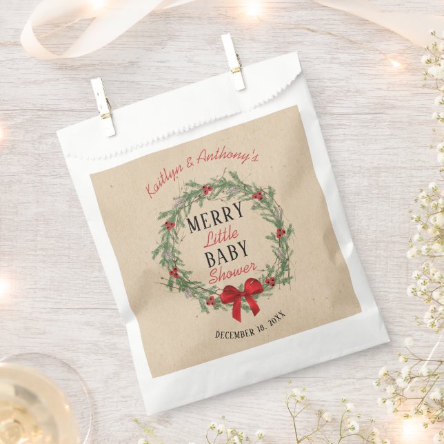 Merry Little Christmas Baby Shower Favour Bag (Clipped)