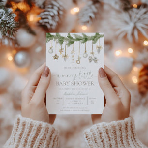 Merry Little Christmas Baby Shower Invitation