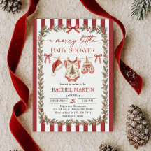 Merry Little Christmas Baby Shower Invitation