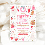 Merry Little Christmas Baby Shower Red And Pink  Invitation<br><div class="desc">Merry Little Christmas Baby Shower Red And Pink Invitation</div>